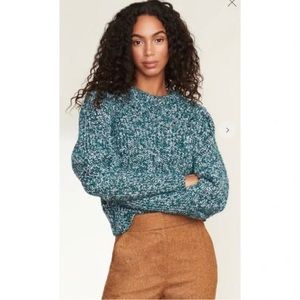 New Veronica Beard Roopa Puff sleeve wool sweater in Petrol